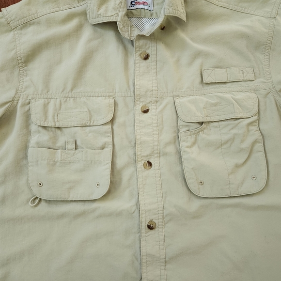 WORLD WIDE SPORTSMAN SHORT SLEEVE VENTED MEN'S FISHING SHIRT SZ MEDIUM KHAKI - Picture 4 of 5